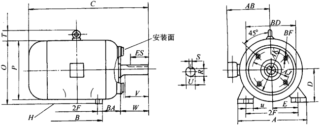 NEMA標(biāo)準(zhǔn)三相異步電動機外形尺寸(143~499T機座)